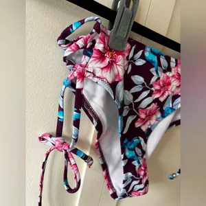 Cupshe‎ Purple Floral Women’s Bikini Bottom With Ties On Side Size Medium thumbnail 4
