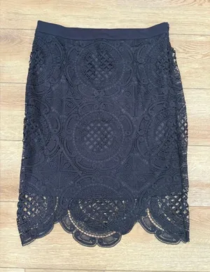 Faith & Zoe Navy Blue Midi Lace Skirt thumbnail 1