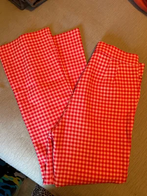 Red Checkered ZARA Pants thumbnail 1