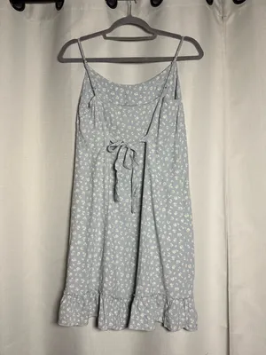 Brandy Melville Colleen Dress Blue Floral Ruffle Hem Tie Back Dress thumbnail 3