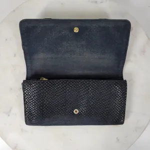See By Chloe Checkbook Wallet 7.25" Black Soft Embossed Leather Bi-Fold Clutch thumbnail 6