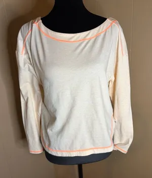 Intimately Free People Chill Evening Lounge Top Cream with Orange Trim thumbnail 1