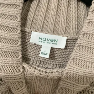 Haven Well‎ Within Quiet Luxury Organic Cotton Cable Knit Funnel Neck Sweater S thumbnail 4