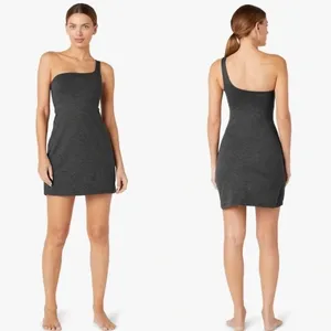 Beyond Yoga Gray Spacedye One Shoulder One and Only Athletic Mini Dress Medium thumbnail 2