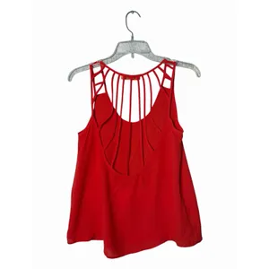 Easy Street Street Love Red Cage Back Tank Top Ladder Strap Cutout Open Back 2K Boho Sz S thumbnail 2