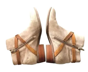 Lauren Ralph Lauren Mehira Leather Suede Booties Sz. 7.5 Tan Brown Equestrian thumbnail 1