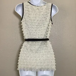 A'Gaci Vintage Y2K Polka Dot Ruffle Retro Preppy Twee‎ Stretch Bow Detail Blouse L thumbnail 4