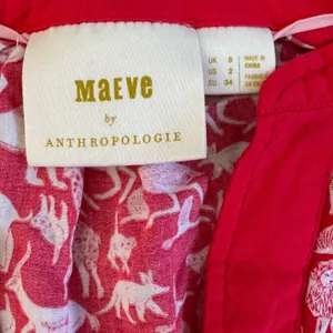 Maeve Anthropologie Red Safari Animal Print Sleeveless V-Neck Blouse Top Size 2 thumbnail 4