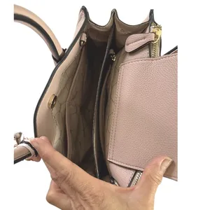 ALDO Womens Taupe Tan Satchel Handbag Structured Tote Shoulder Purse Scarf Charm thumbnail 6