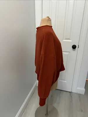Nike Oversized Fleece Crop Crewneck Sweatshirt Rust thumbnail 4