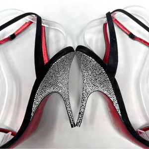 Christian Louboutin Arch Queen Strass Suede Stiletto Sandal Heels Sexy Black 38 thumbnail 11
