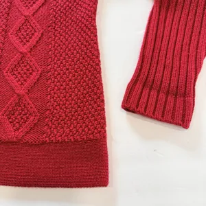 LL Bean Red Cable Knit Wool Blend Collar Button Up Cardigan Sweater MEDIUM thumbnail 4