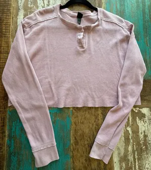 Wild Fable Light Pink Long Sleeve Crop Top thumbnail 1