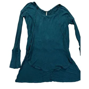 Free People‎ Ventura Waffle Knit Thermal Top Scoop Neck Waterfall High Low Small thumbnail 4