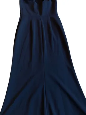 BHLDN Navy Halter Crisscross Back Pleated Maxi Dress Gown Evening Size 4 Women's thumbnail 8