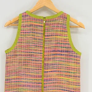 Alex Marie Tweed Shift Dress 4 Pink Lime Green Textured Sleeveless Stripe Knit‎ thumbnail 6
