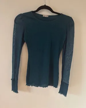 Free People Long Sleeve Ribbed and Mesh‎ Top thumbnail 1