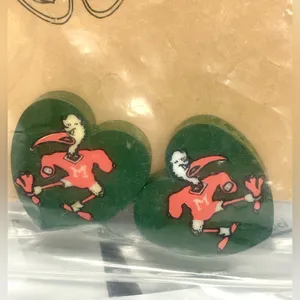 Handmade Vintage UNIVERSITY OF MIAMI HURRICANES Wood Lace-A-Majigs for Shoe Laces - New thumbnail 3