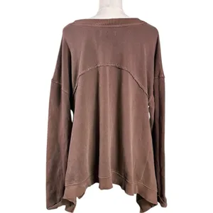 Free People Bohemian Billowy Handkerchief Hem Cascade Sweatshirt Brown XS NWT thumbnail 7