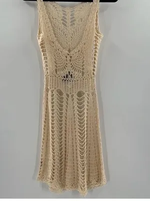 Free People Crochet Dress - Cream Sleeveless Summer Dress thumbnail 8