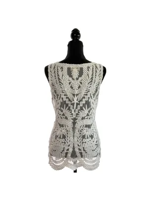 Laundry by Shelli Segal Women's Lace Y2K Boho Festival Sheer Tank Top thumbnail 4