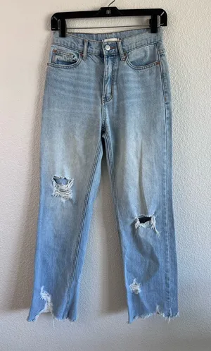 BDG Women's High-Waisted Cowboy Jean Straight Leg Distressed Denim 90's Y2K thumbnail 1