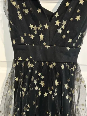 Lulus Favorite Moment Gold and Black Star Print Skater Dress Size S thumbnail 7