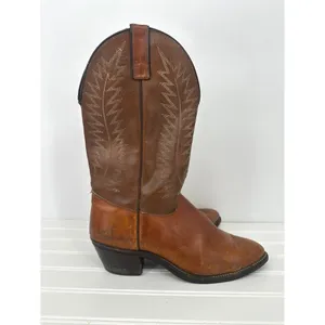 Vintage Western Cowboy Boots Women Size 9M Brown Leather Texas USA Hypalon Rodeo thumbnail 3