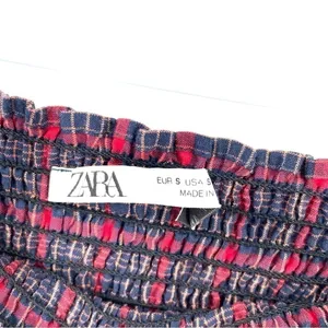ZARA Plaid Cropped Grunge Punk Long Sleeve Blouse Top thumbnail 6