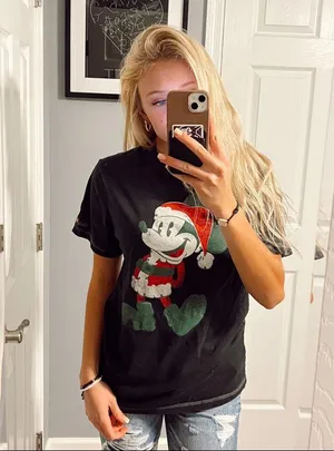 Disney Christmas Mickey Santa t shirt thumbnail 1