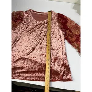 Mystree Rose Crushed Velvet Paisley Bell‎ Sleeve Boho Top Size M thumbnail 6
