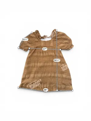 Free People Brown Textured Puff‑Sleeve Dress – Tie‑Back – Size S thumbnail 7