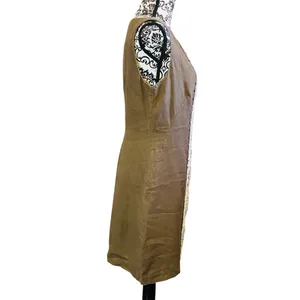 Carol Little Brown Linen & Lace Vintage Women's Dress Sz-8 thumbnail 2