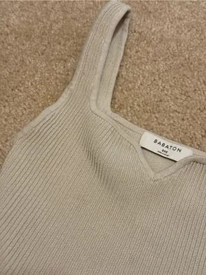 Aritzia Babaton Beige Ribbed Square-Neck Crop Tank thumbnail 2