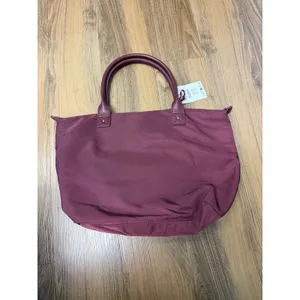 Zara Maroon Nylon Tote‎ Bag Purse Capsule Bonjour Le Monde French Resort thumbnail 2