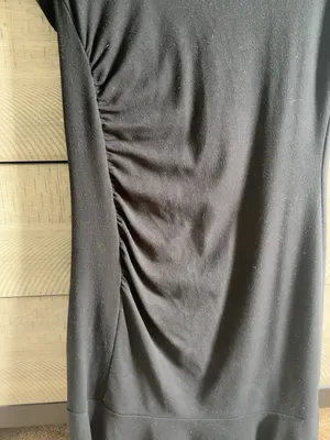LOFT Size 0 Black Ruched Flounce Hem Sheath Dress thumbnail 3