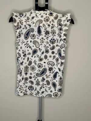 Ann Taylor NWT Floral Paisley Ruffle Sleeve Button Front Blouse XS thumbnail 5