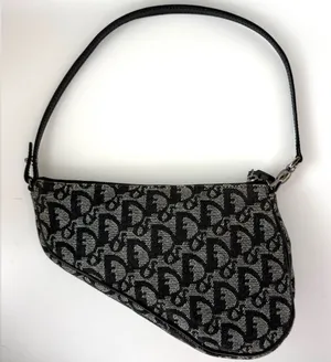 Christian Dior Vintage Saddle Bag in Black Logo Denim thumbnail 1