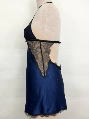 Victoria’s Secret Lace Halter Blue Nighty Chemise Lingerie Small thumbnail 2