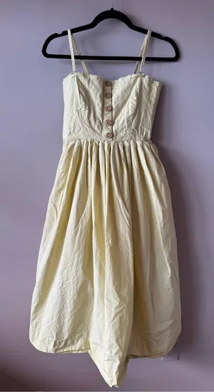 Free People Women’s Lilah Pleated Tube Midi Dress in Soft Limeade Size Small thumbnail 1