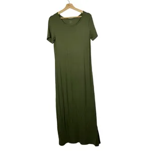 Daily Ritual Hunter Green Crewneck Short Sleeve Maxi‎ Dress M thumbnail 2