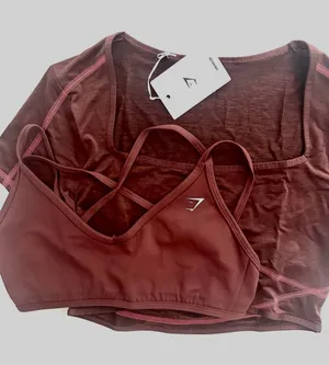 Gymshark M Stitch Feature Crop Top & Back Gains Sports Bra Set thumbnail 1