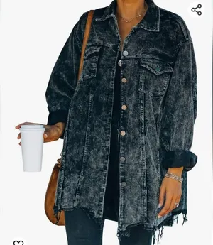 Oversized Button Down Corduroy Shirt Jacket washed Retro size Small new Black thumbnail 1