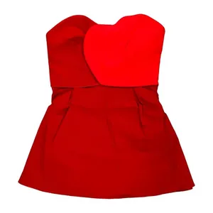 NWT FARM RIO X ANTHROPOLOGIE Strapless Structured Red Heart Mini Dress Sz L thumbnail 1