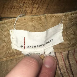 Anthropologie tan embroidered lightweight size 27 relaxed pants thumbnail 3