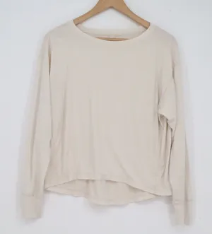 Zella Womens Cream Long Sleeve Relaxed Fit High Low Athleisure Top XS thumbnail 1