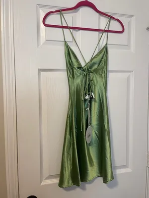 Princess Polly NWT Satin Green Slip Dress & Matching Shirt Set thumbnail 4