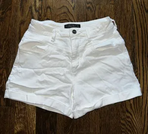 Sanctuary White Denim High Waist Cuffed Shorts thumbnail 1