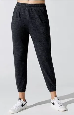 Varley Women’s Lincoln Pant Classic Sweat Jogger Pants in Black Marl M thumbnail 1