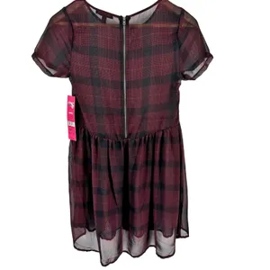 Seventeen Junior Sheer Plaid Dress Indie Sleaze‎ Dark Academia Mallcore Y2K NWT thumbnail 4